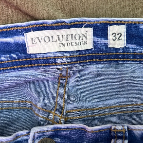 Men's Blue Patterned Straight Jeans - Picture 13 of 13